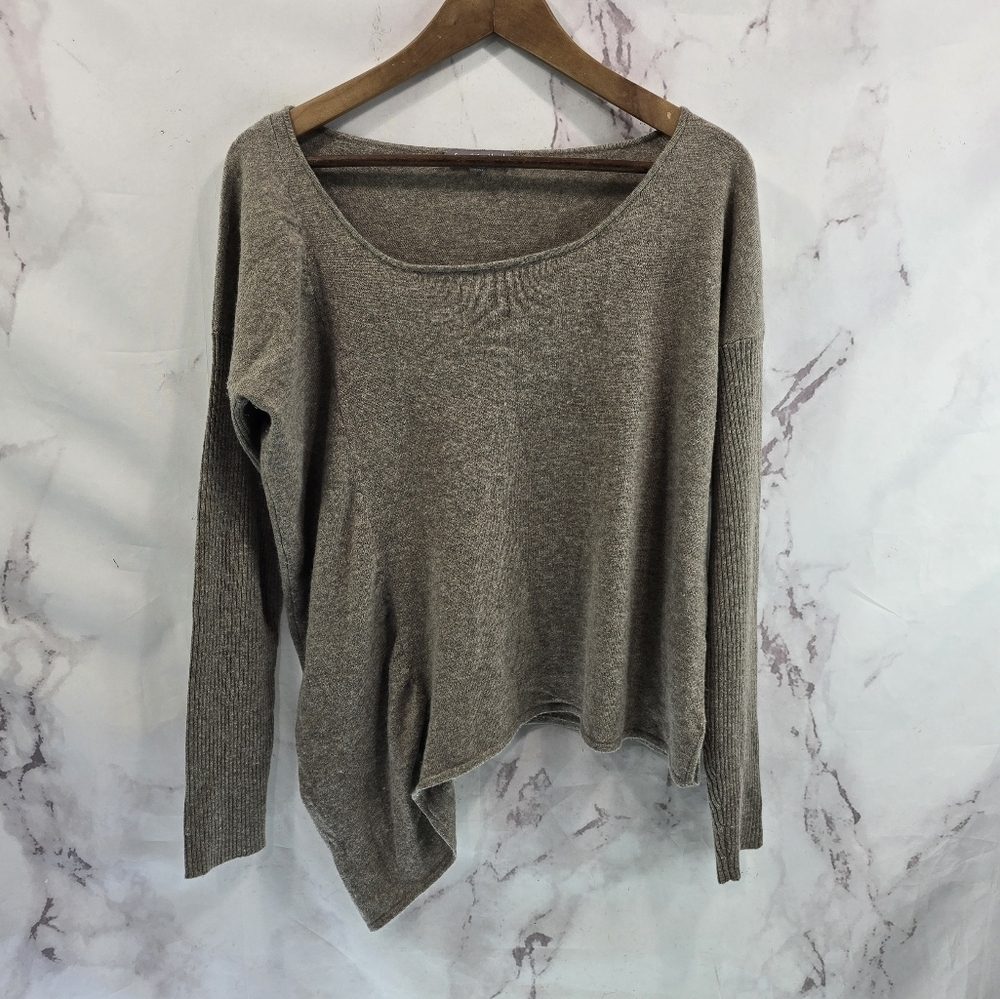 Fred And Sibel Sweater Women Medium Brown Cashmere Assymetric Ruched